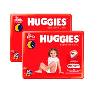 Kit 2 Fralda Huggies Supreme Care Tamanho XG 58 Fraldas Descartáveis