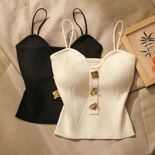Estilo Francês Suspender De Malha Cruzada Vestimenta De Verão Feminina Sexy Beleza Camisole Slim High-end Bottom Bandeau Top