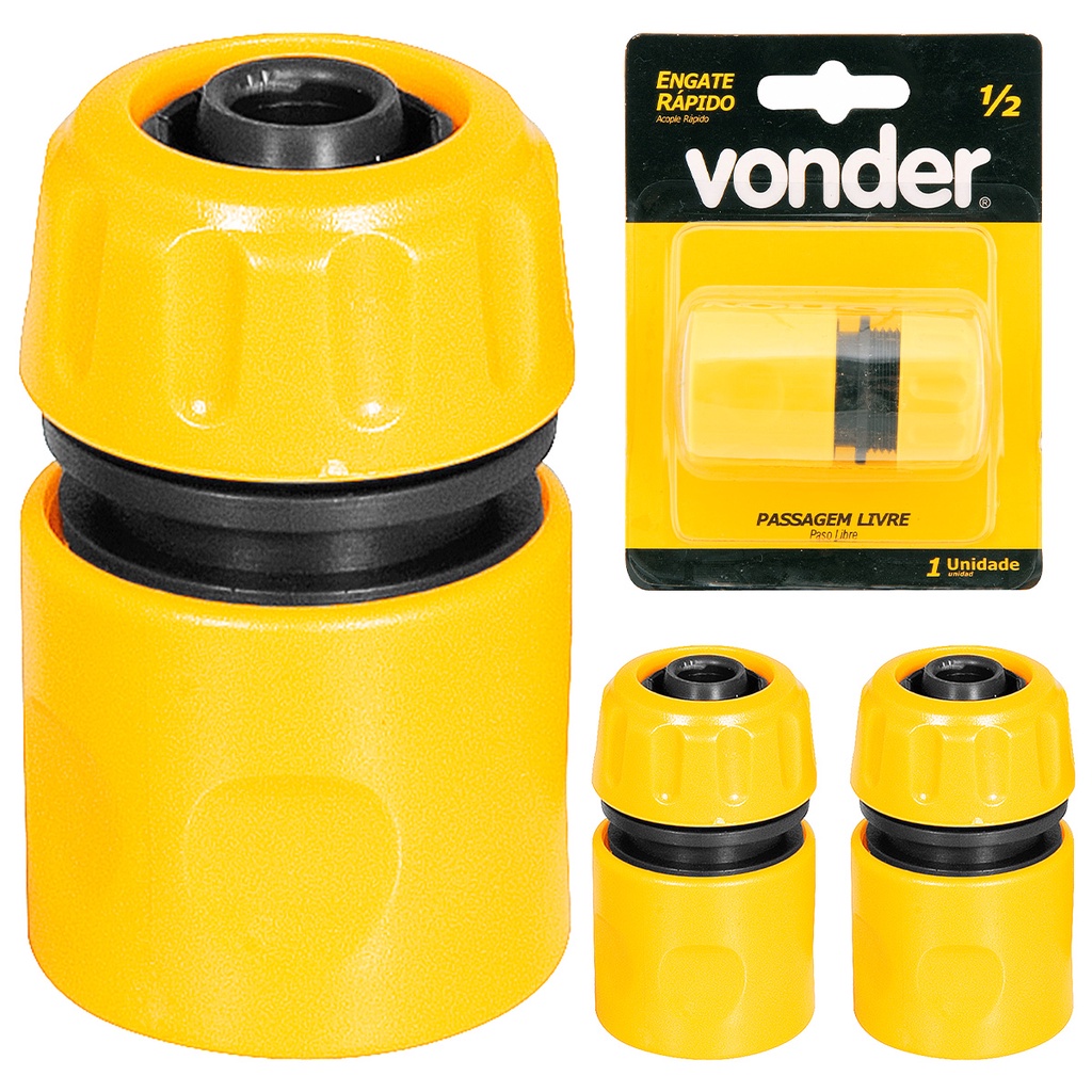 Kit 3 Engate Rápido Para Mangueira de Jardim 1/2 Conexão Universal VONDER em Oferta na Shopee