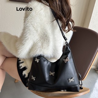 Lovito Bolsa De Ombro Pequena Borboleta Casual Para Mulheres LNA32091 (Preto)