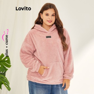 Lovito Curva De Tamanho Grande Moletom com Pele Sintética e Remendos para Mulheres LBE01090 (Rosa)