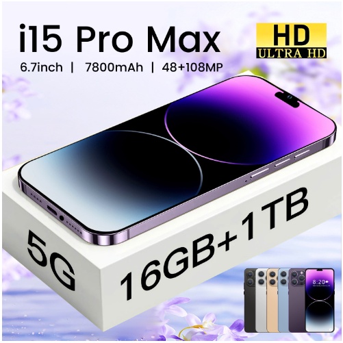 100 % original Novo smartphone i15 Pro Max De 6.7 Polegadas De Reconhecimento facial Em Tela Cheia 16GB + 1TB Versão global 4G 5G