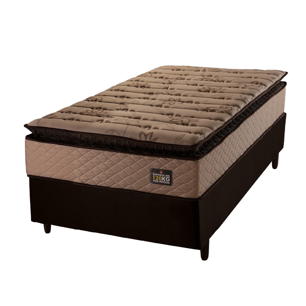 Imagem Cama Box Solteiro Colchão Espuma D33 Pillow Top Van Gogh 88x188x67cm Marrom Hellen - Suporta até 120