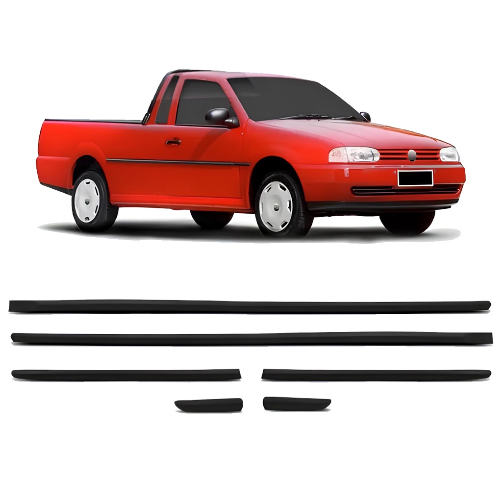 Jogo Friso Lateral Saveiro G2 1995 1996 1997 1998 1999 Preto