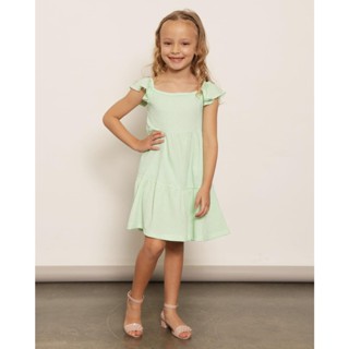 Vestido Infantil Manga Com Babados Três Marias Estampa Xadrez Verde