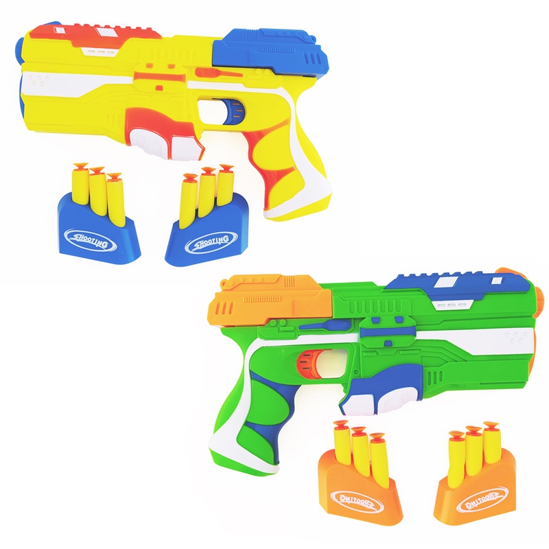 PISTOLA LANÇADOR BLASTER ESTILO NERF SPACE COM 6 DARDOS