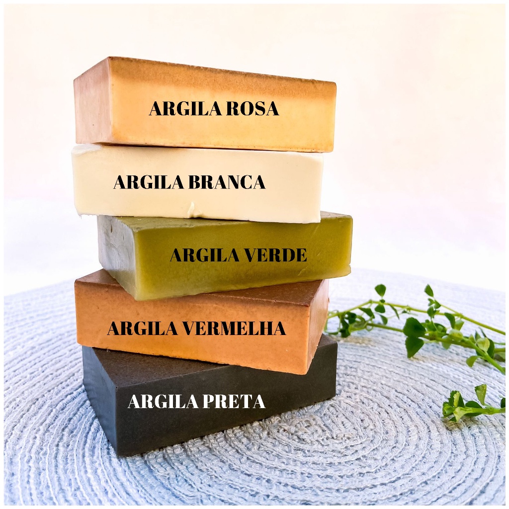 Sabonete de Argila,Rosa,Vermelha,Verde,Preta,Branca Artesanal 100g
