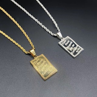 Corrente masculina de Bahiano Trançada aço inoxidável com pingente de Tudo posso Naquele Que Me Fortalece Dourado Aço inoxidável 316L