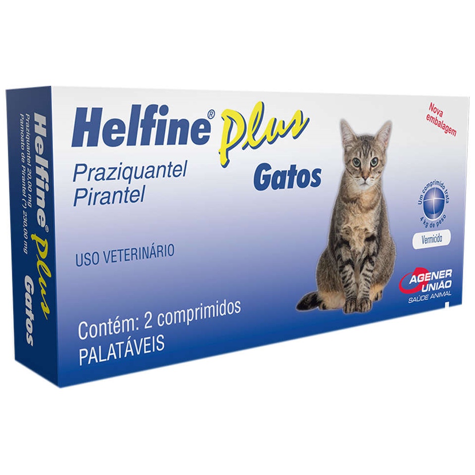 Helfine Plus Para Gatos Vermífugo Agener - 2 comprimidos