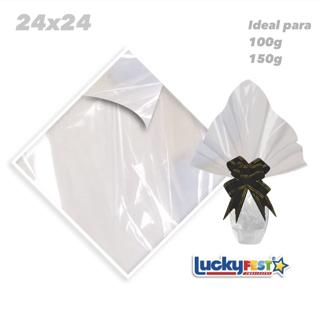 25~100 Sacos Express Incolor Para Embalar Ovo Páscoa 100g a 150g - 24X24 cm  Luckyfest em Oferta na Shopee