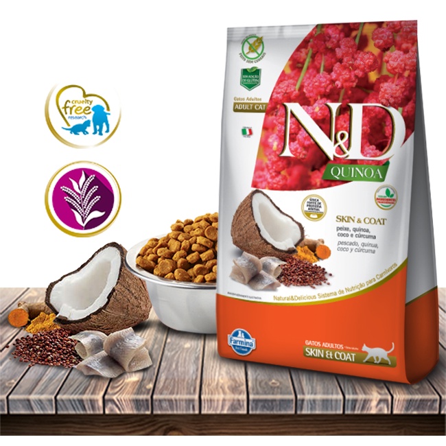 Ração Seca N&D Quinoa Feline Skin & Coat Peixe para Gatos Adultos - 1,5Kg