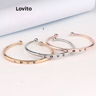 Lovito Broches De Presente Com Pulseira De Casal De Amor De Metal Com Letras Casuais Para Mulheres LFA12665