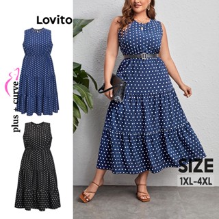 Lovito Vestido com Babado e Camadas para Mulheres LBE04092 (Azul Escuro)