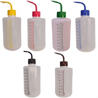 Pisseta Plástica Almotolia Graduada Frasco 125ml/250ml/500ml/1000ml Bico Curvo Polietileno Verde/Azul/Vermelho/Amarelo/Marrom/Preto