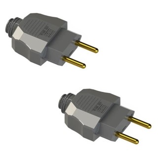 Kit 2 Plugues Machos 2P 10A 250V Cinza Axial Prensa Cabo