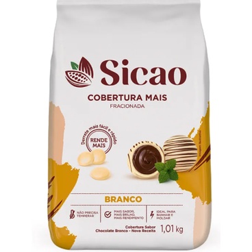 Cobertura Mais Sabor Chocolate Branco Fracionado 1,01kg Gotas - Sicao em Oferta na Shopee