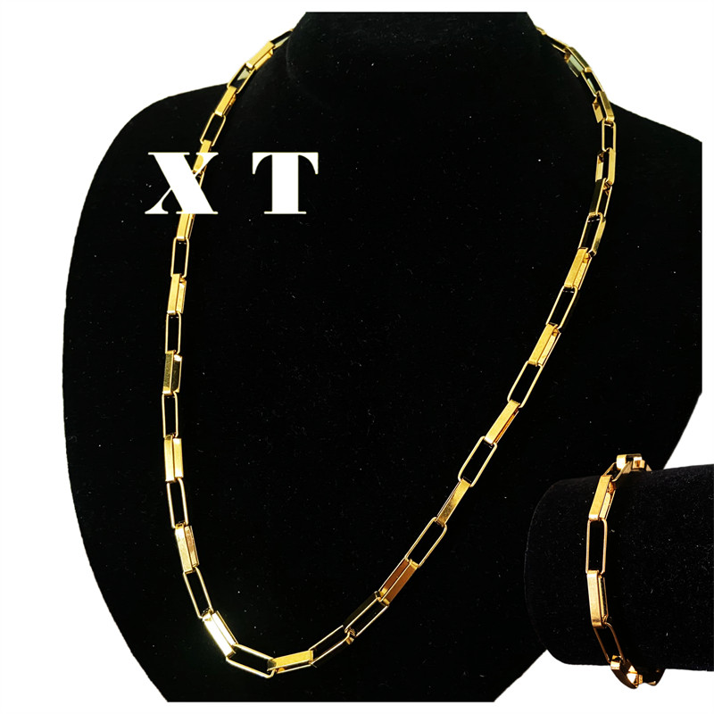 Corrente+Pulseira de corda oca Cartier Aco banhado 18k masculino aço inox 70cm