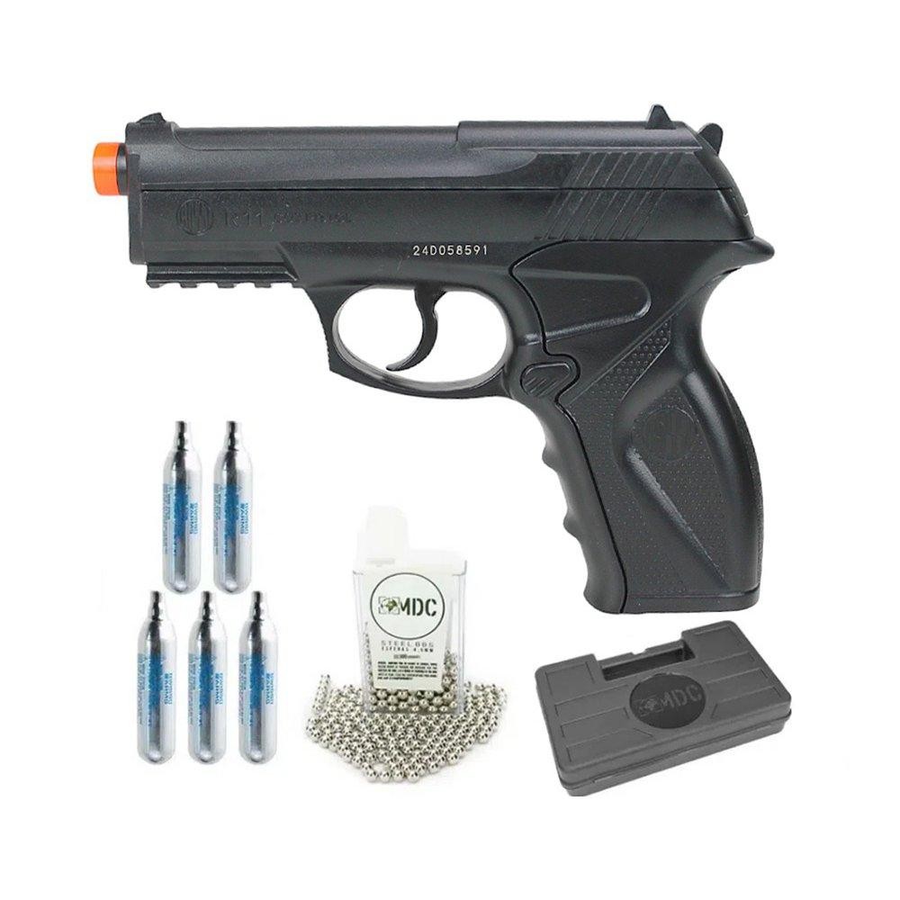 Pistola Gas Co2 Wg C11 Bbs Aço 4,5 + 05 Capsula + Case em Oferta na Shopee