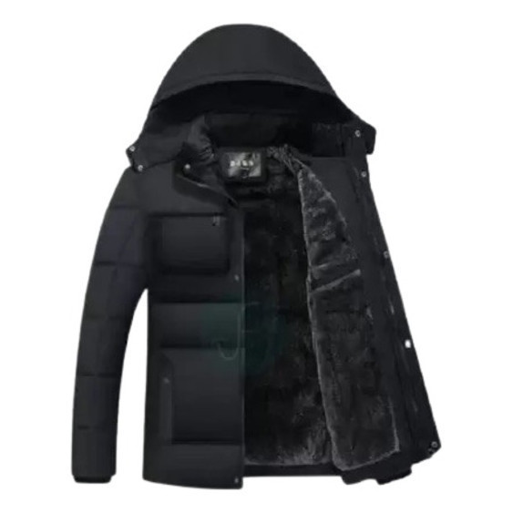 Jaqueta Corta Vento puffer bobojaco Masculino Liso Forro E Capuz flanelado blusa comprida masculina