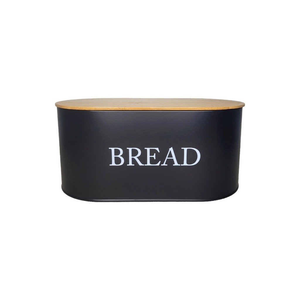 Porta Pao Tampa Bambu Porta Mantimentos Pote Aço Preto 34cm em Oferta na Shopee