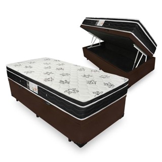 Cama Box Baú com Colchão de Molas Ortobom Physical Nanolastic Solteiro 88cm em Oferta na Shopee