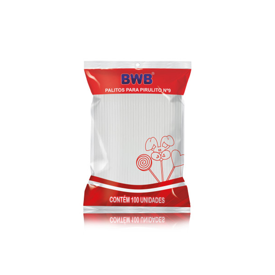 Palito para Pirulito Branco com 100 un. BWB Rizzo Confeitaria