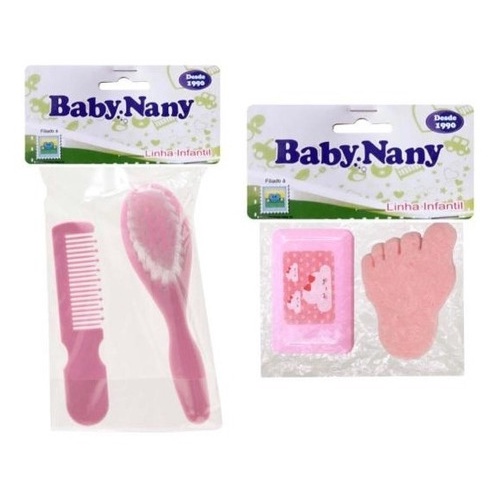 Kit Banho Esponja Saboneteira Pente Escova Menina Baby Nany