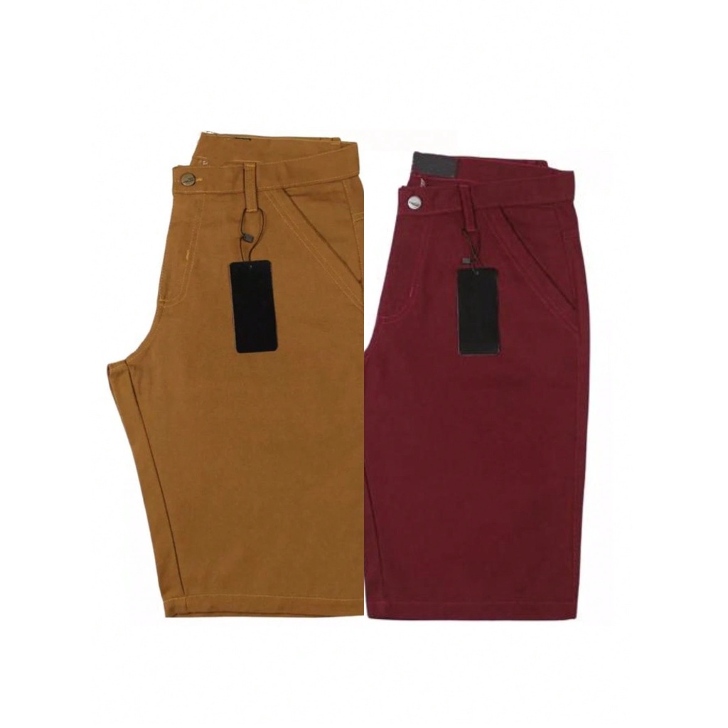 KIT 2 pecas Bermuda Sarja Colorida  Premium Masculino Diversas Cores