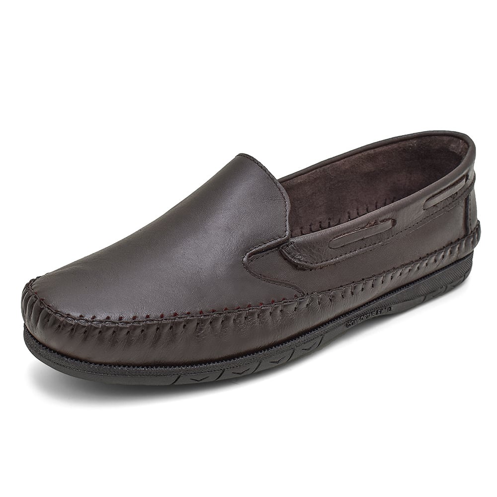 Mocassim Sapatilha Masculina Couro Legítimo Exclusive Granado - 400 - Café