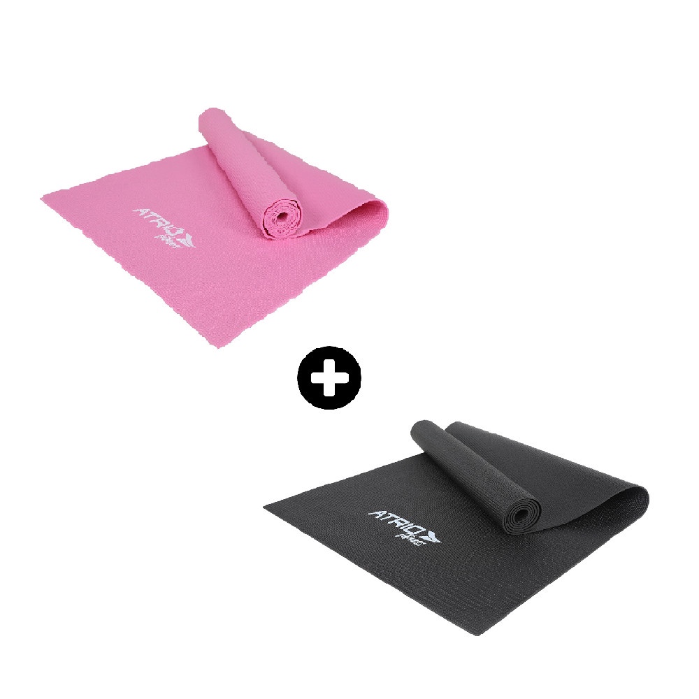 Kit Tapete de Yoga PVC Preto e Rosa Atrio - ES3110K