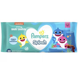 Lenço Umedecido Infantil Pampers Baby Shark Com 48 Unidades