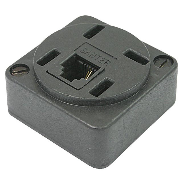 Tomada Telefone Antigo Padrão 4 pinos + Conector Rj11 Preto