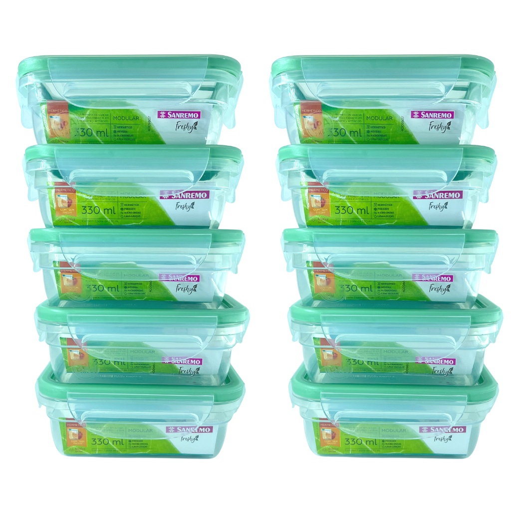 Kit 10 Potes Plástico Empilhaveis Com Travas Hermético Organizador Cozinha 330ml – Sanremo em Oferta na Shopee