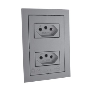 CJ TOMADA DUPLA 10A 4X2 - DICOMPEL EKRON CINZA