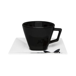 Xícara Chá Com Pires Quadrado Quartier Tattoo 200ml Oxford Porcelanas