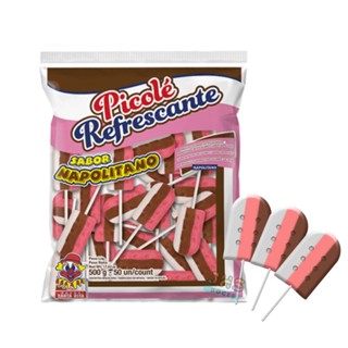 Pirulito Picolé Napolitano Morango Santa Rita 50u 500g festa
