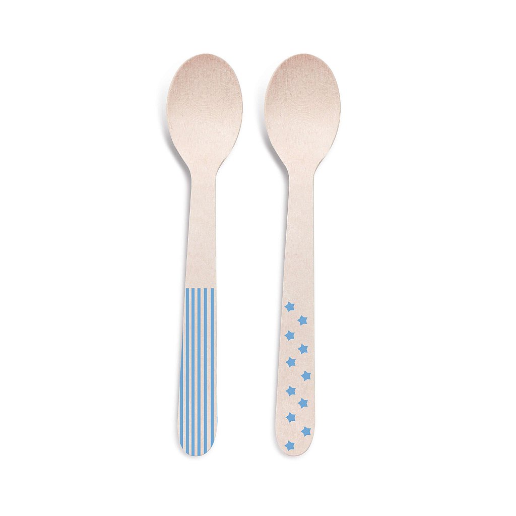 Mini Colher de Madeira Decorada Azul 8 un. Cromus Rizzo Confeitaria em Oferta na Shopee