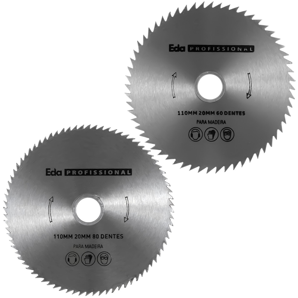 Kit 2 Discos Lâmina de Serra 110mm 60 e 80 Dentes Madeira em Oferta na Shopee