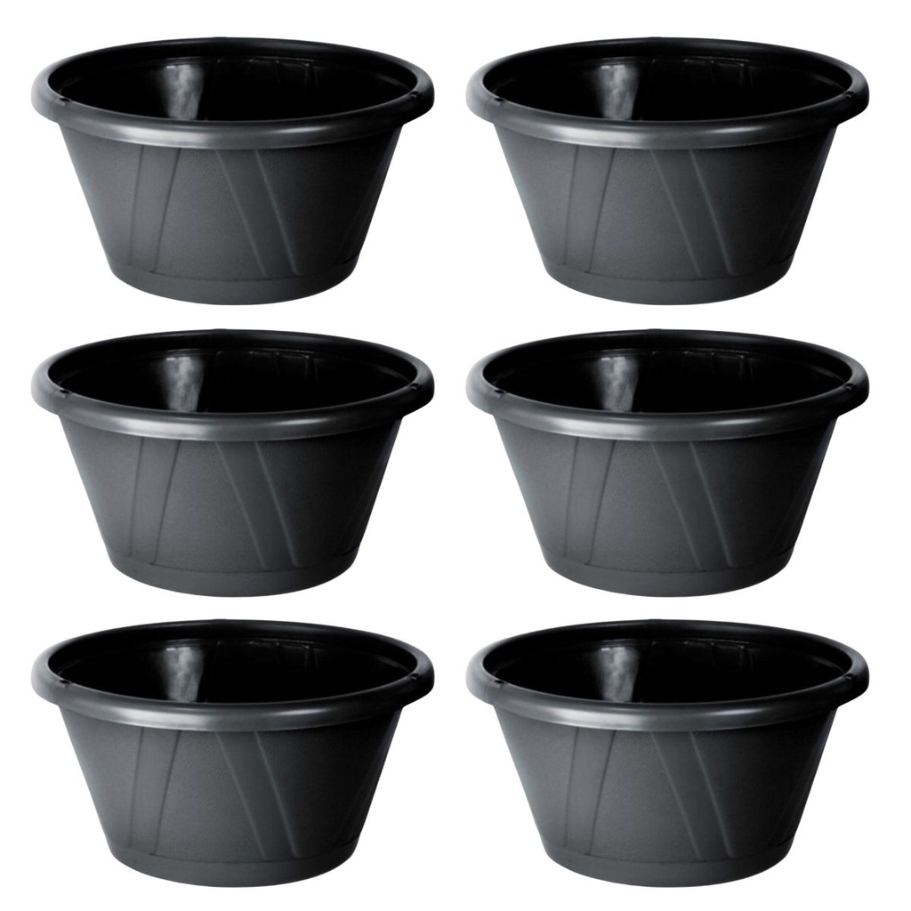 Kit 12 Vaso Cuia Nobre 01 Preto Com Prato Para Produtor Revenda de Cacto e Suculenta de Plástico Resistente Nutriplan