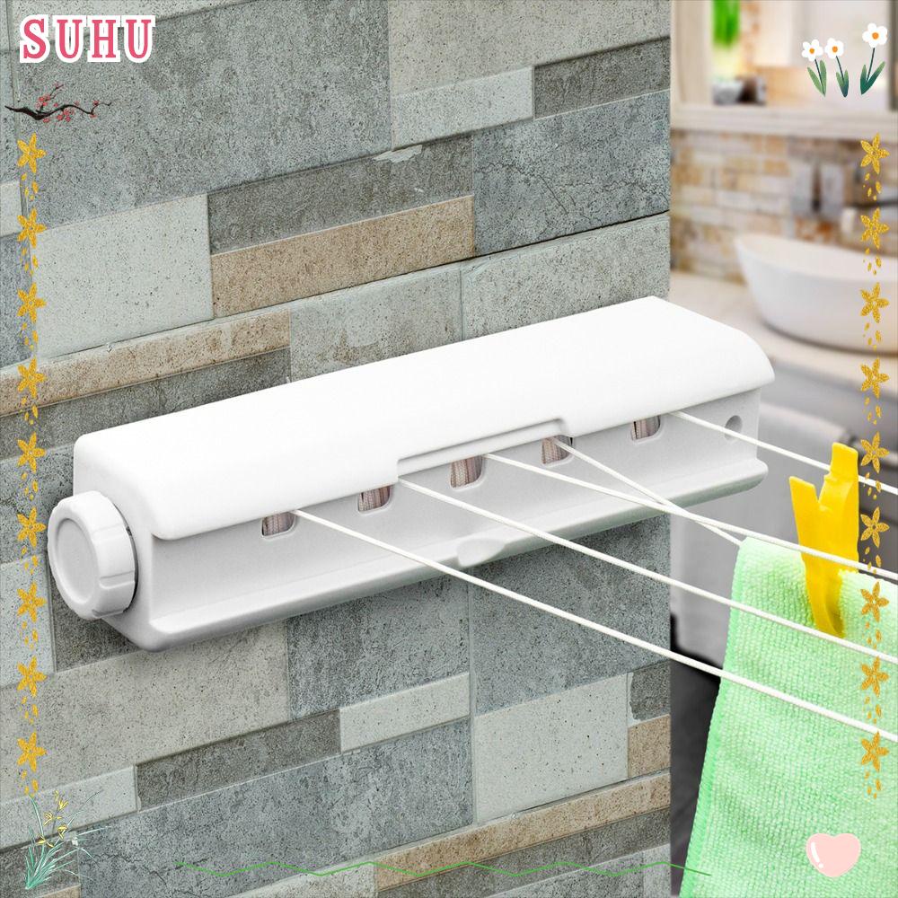 SUHU Clothesline , 4/5 Fios Retráteis De Roupas Airer , Portátil Automático De Parede 3,2/3,75m Secador De Roupa Interior E Exterior