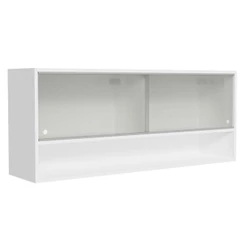 Armário Aéreo 120cm 2 Portas Correr Vidro Pontilhado 1 Nicho Branco Cozinha Glamy, Lux, Reims Madesa
