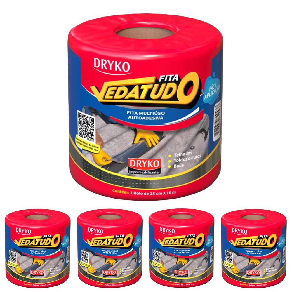 Fita Asfáltica Vedatudo 15 cm x 10 m 5 Unidades DRYKO em Oferta na Shopee