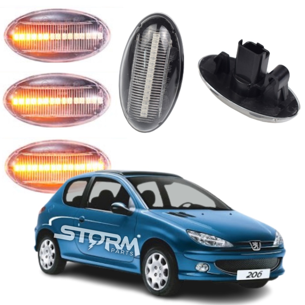 Par de Seta Pisca Sequencial Peugeot 206 lâmpada Transparente cristal led Sinal repetidor