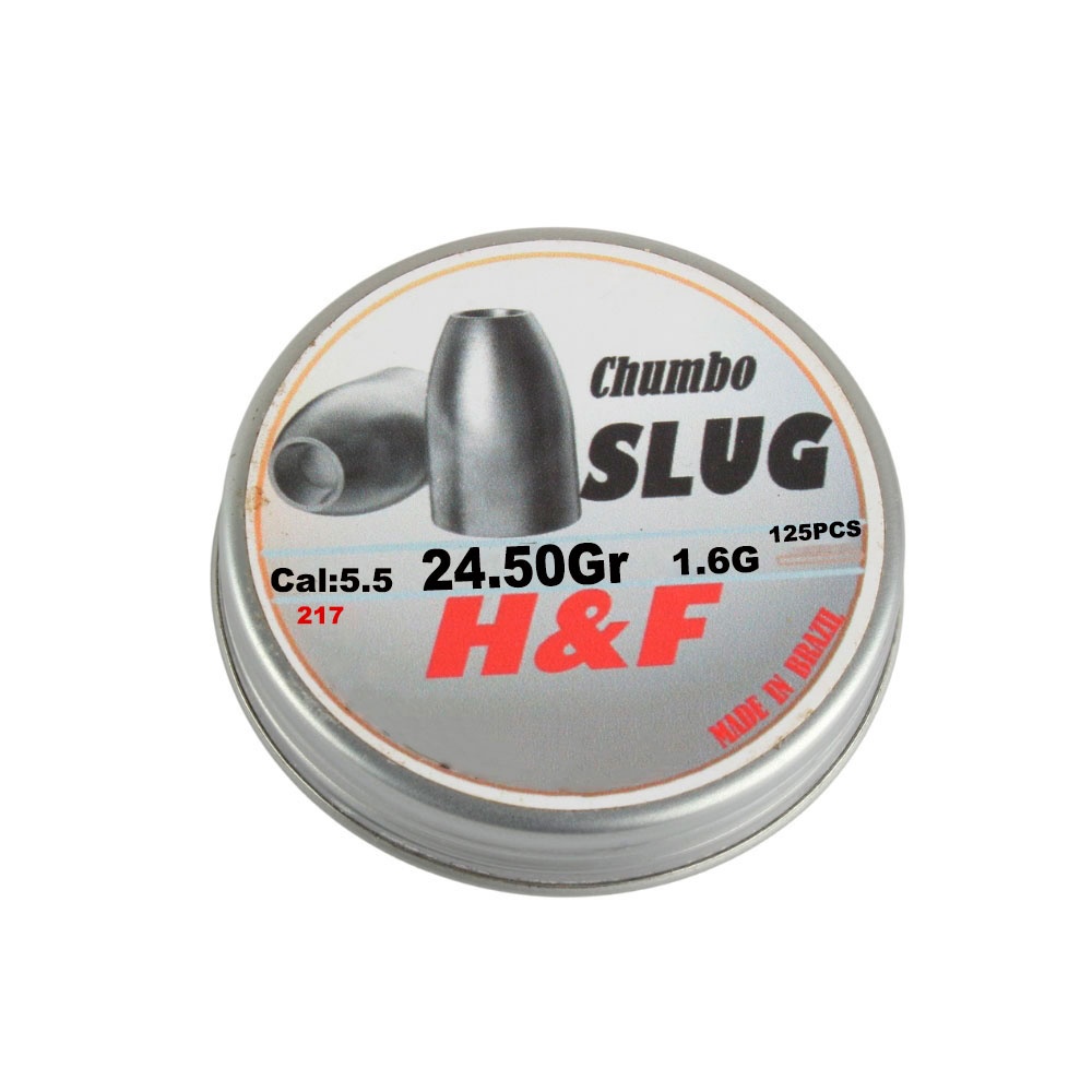 Chumbinho Slug 5.5mm 1.6g 24.50GR 125un - Slug H&F em Oferta na Shopee