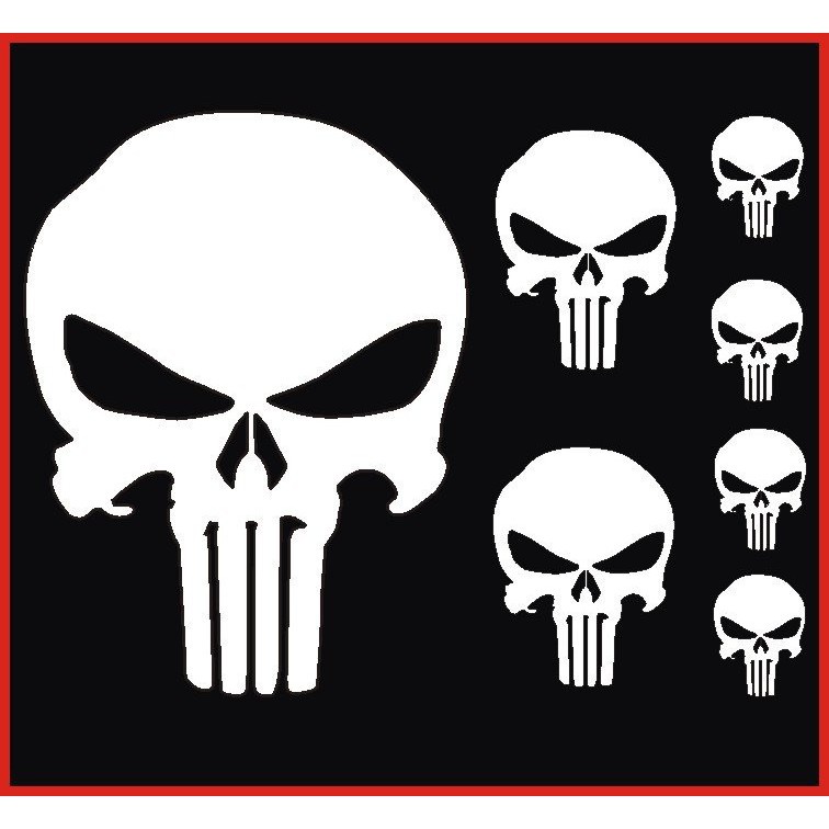 7 Adesivos Justiceiro Punisher Caveira Kit para carro moto notebook tablet Kit