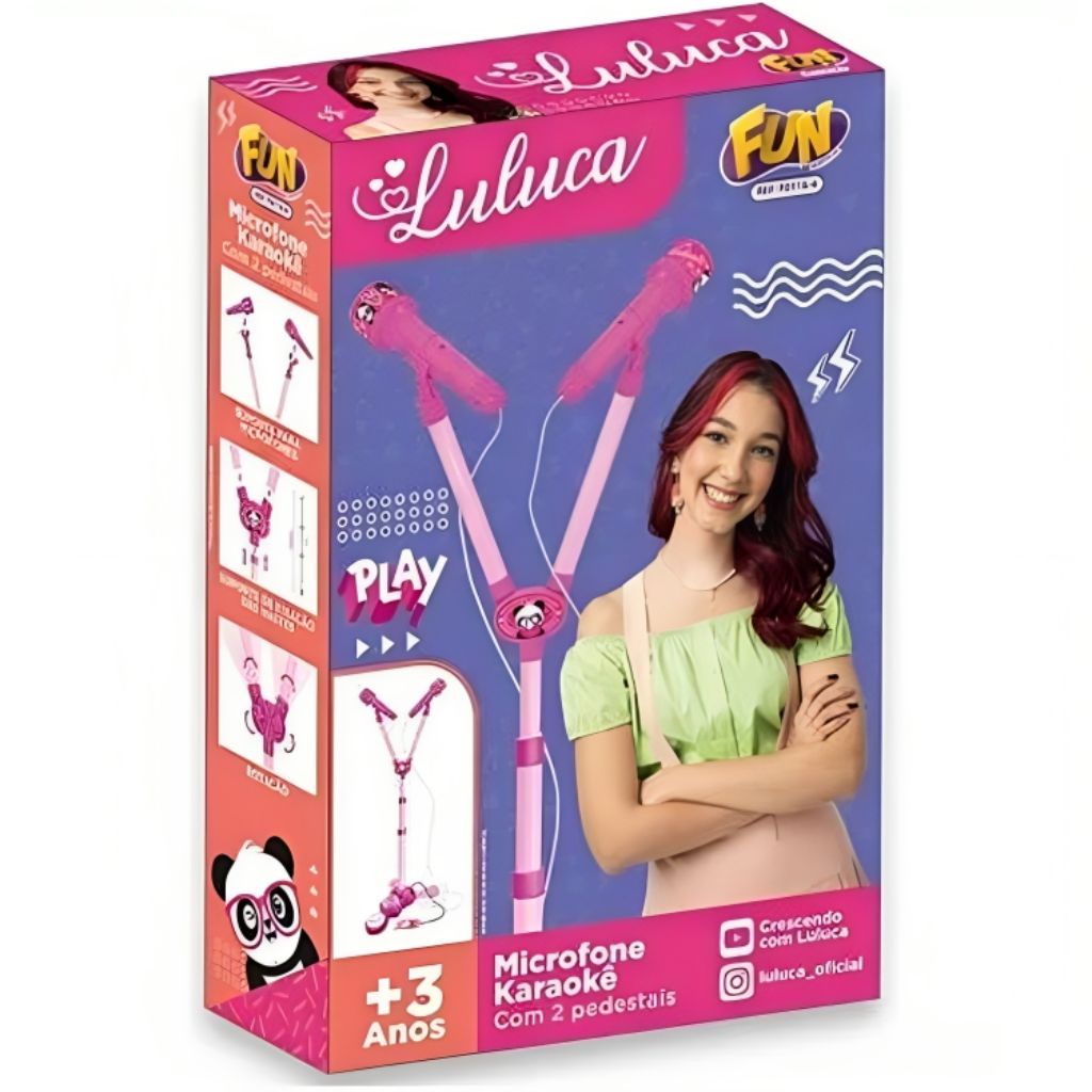 Microfone Infantil Com Pedestal Rosa Luluca F01164 - Fun em Oferta na Shopee