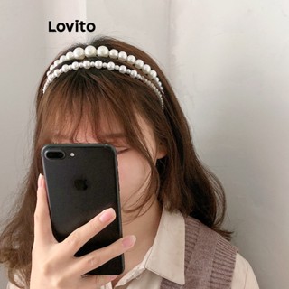 Lovito Tiara De Pérolas Simples Vintage Para Mulheres LFA08667 (Branco)