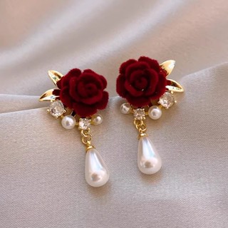 Lindo Feliz Natal Ano Novo Brincos De Orelha Rosa Vermelha Para Meninas