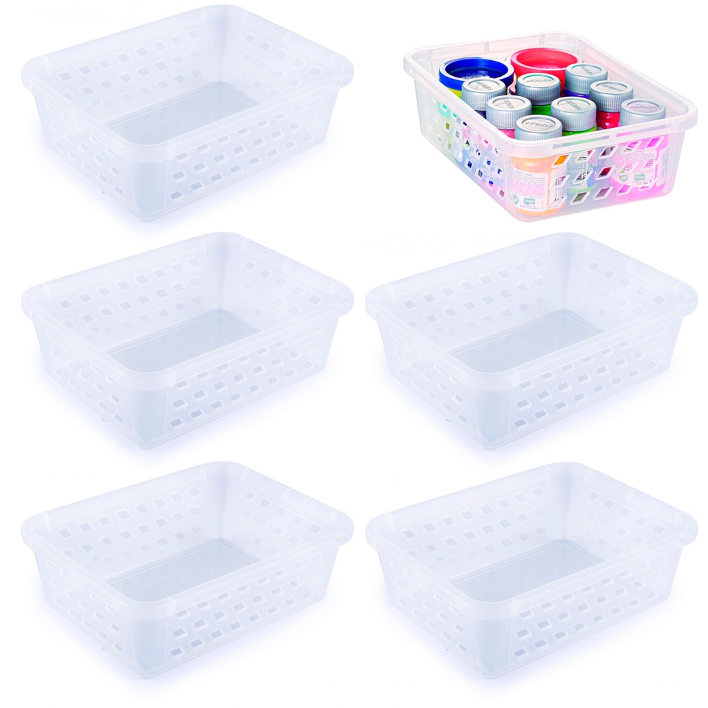 kit 5 Cestinhas Transparente Organização Guarda Roupa armário infantil cesta pequena quarto bebê porta chá cesta caixa