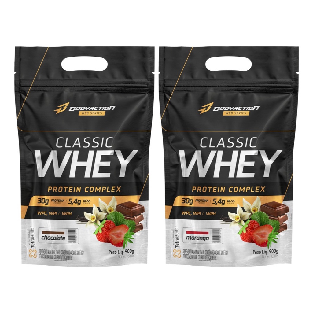 Kit 2x Suplemento Pó Classic Whey Protein 900g Bodyaction